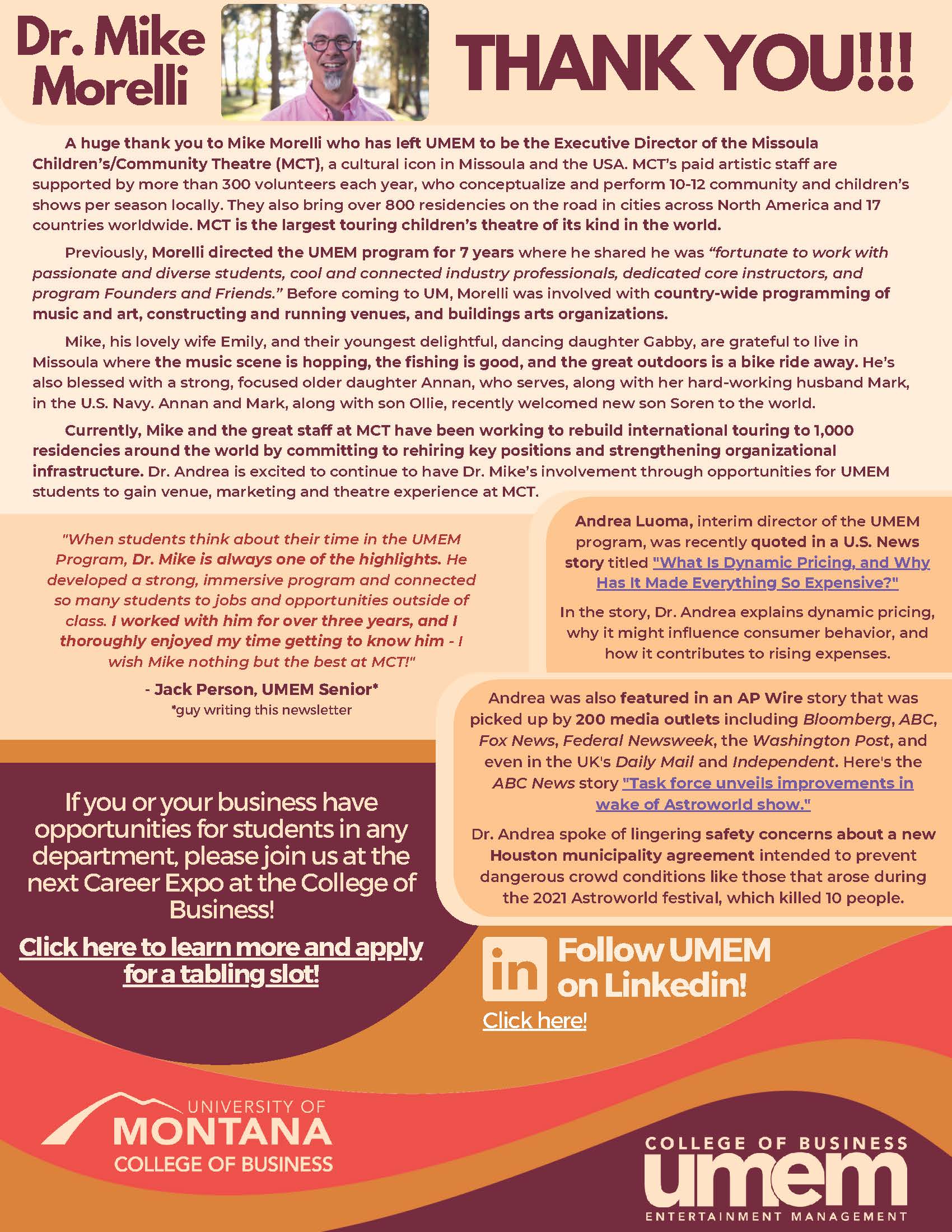 umem december 2022 newsletter page 6 - Dr. Mike Morelli Thank you