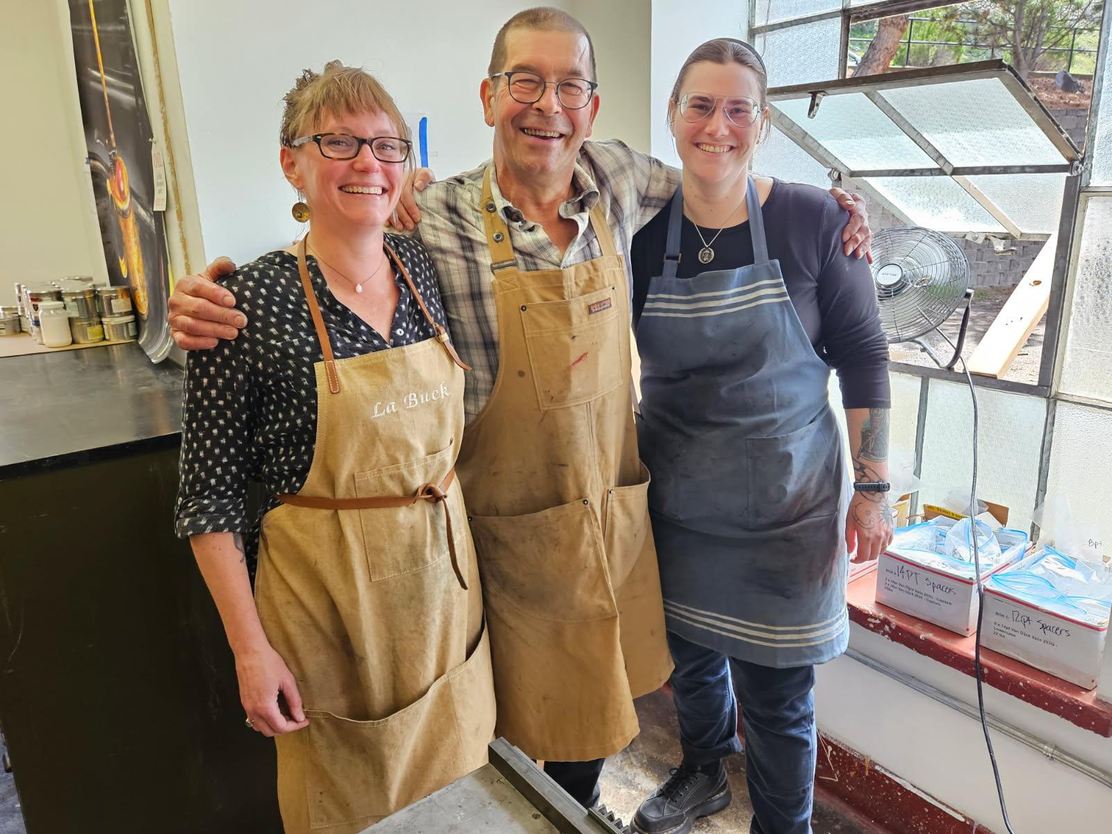 Erin White, David Axelrod, and Alexandra Ore at Bear Scratch Press.
