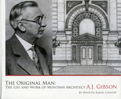 book cover with photo of A J Gibson alongside an architectural drawing