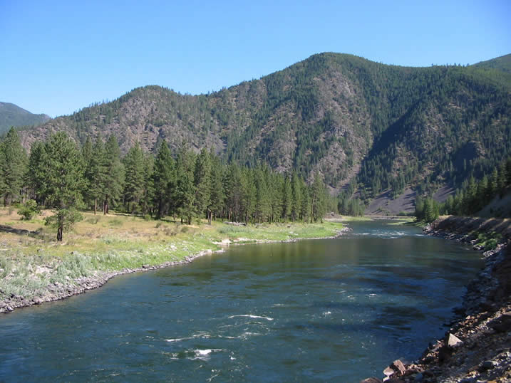 The Clark Fork River on a sunny summer day