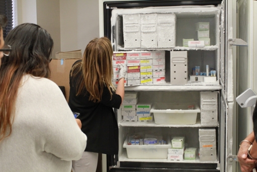 Dr. Woodahl shows how the samples are stored