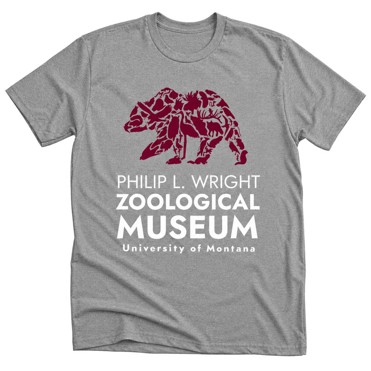 shirt featuring silohettes of animals and the text natural history museums